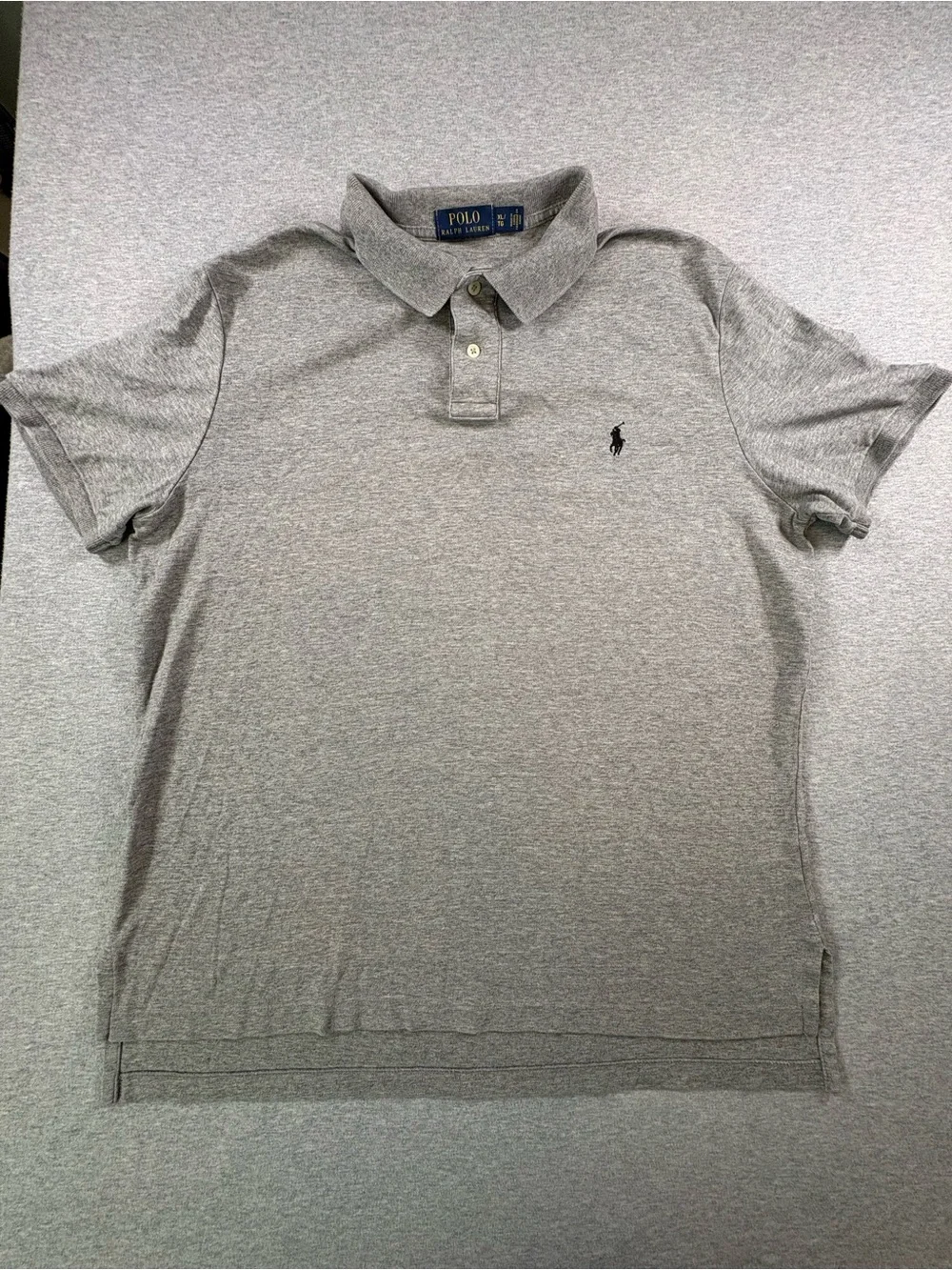 Polo Ralph Lauren Men XL Gray 100% Cotton Classic Fit Polo Shirt Navy Pony Logo